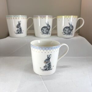 SPODE MEADOW LANE Mugs Set of 4 Rabbit Design Easter